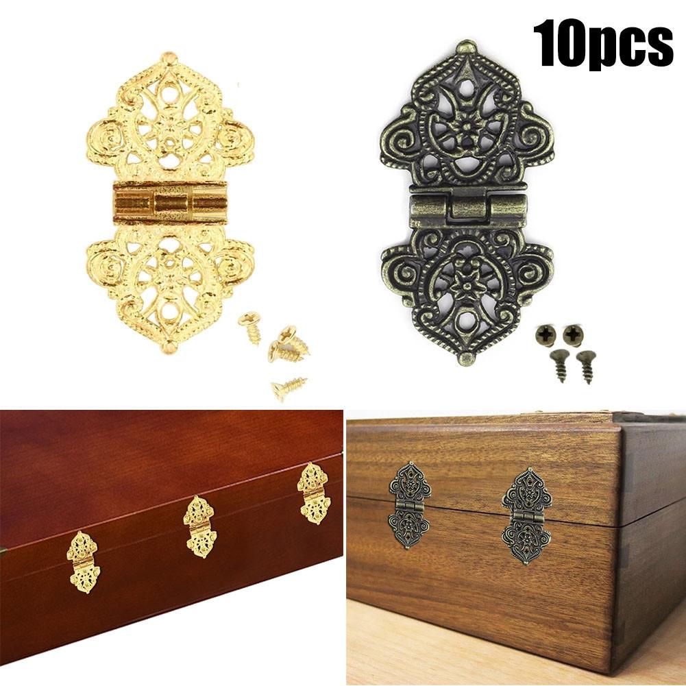10Pcs 53x28mm Antique Decorative Hinges Wood Box Furniture Door Hardware Hot