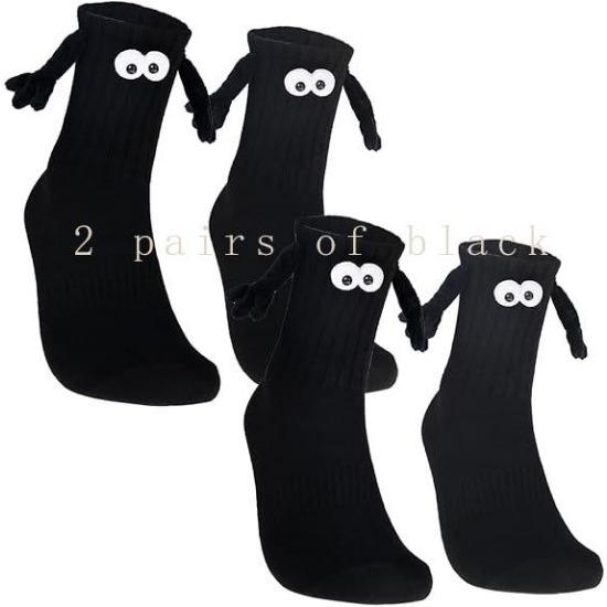Couple socks magnetic hand in hand for a lifetime Halloween socks black white unisex hand in hand good friend socks