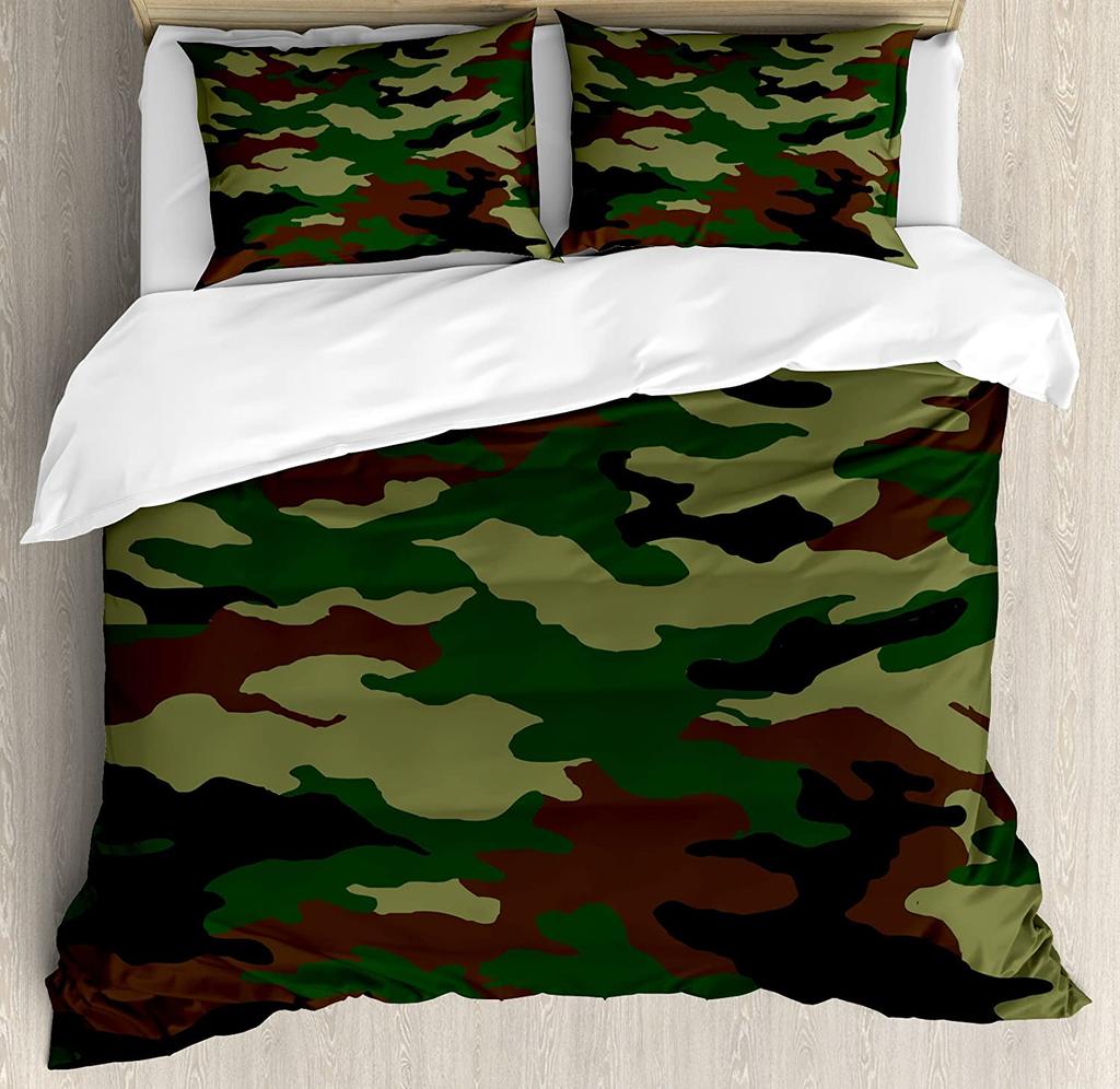 Set Biancheria da Letto Animali Per Camera da Letto Letto Casa Teschio Mimetico Design Militare con Vari Copripiumino Rana Copripiumino Federa