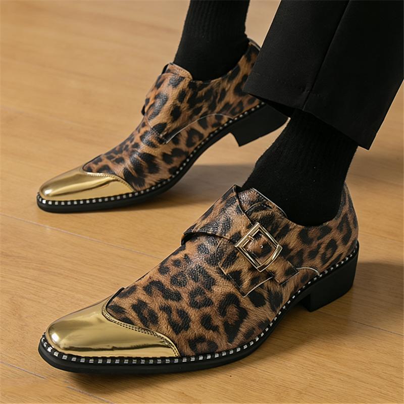 New Men's British Pointed Gold Silver Slip on Shoes Male Monk Strap Loafers Wedding Dress Prom Homecoming Gentleman Footwear
