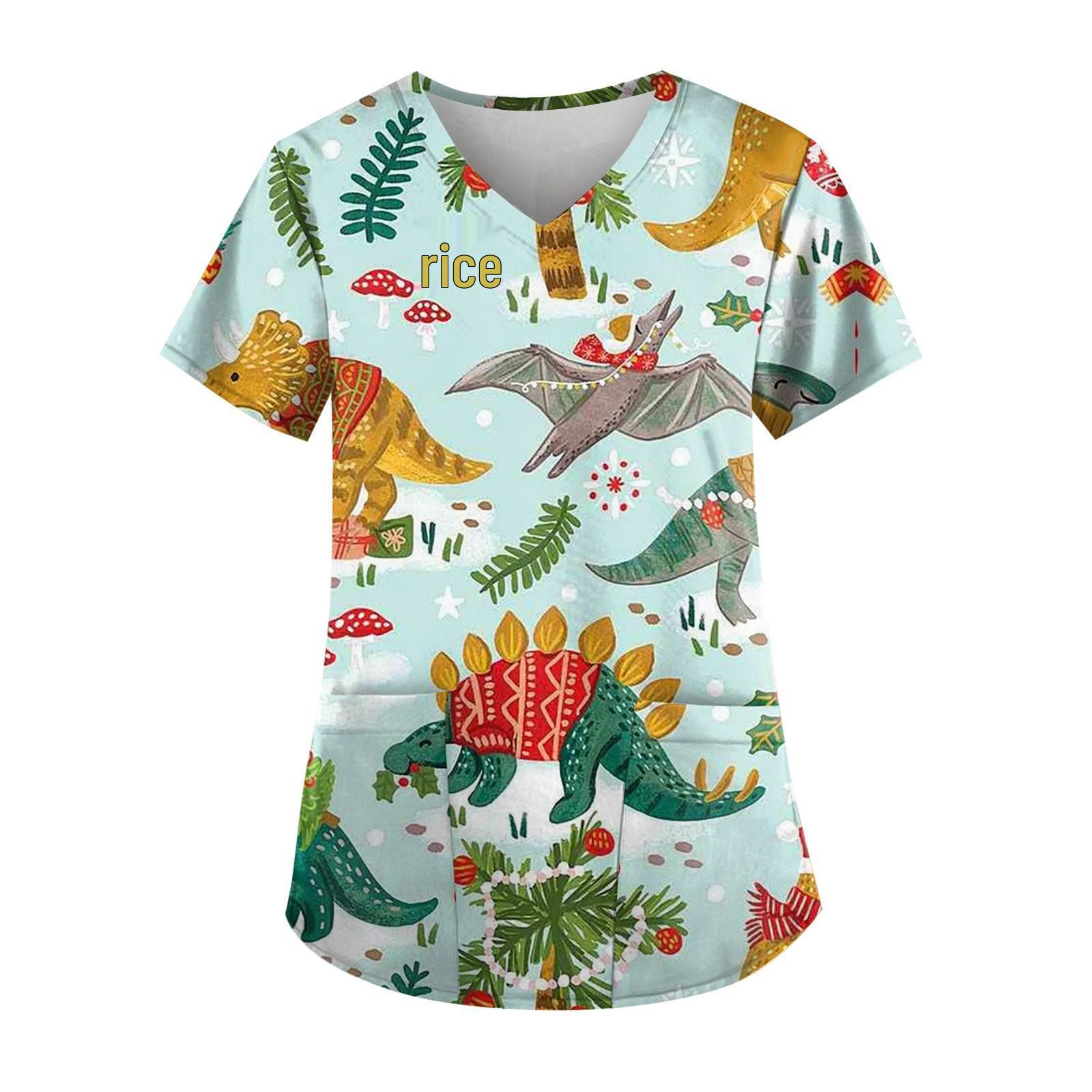 2025 Women s V-neck Nurse Uniform T-shirt - Comfy, Cute & Stylish for Europe Small