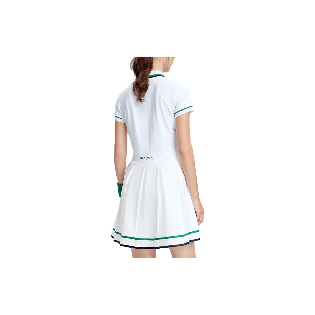 Fila Logo Print Loose Short Sleeve Tennis Dress Women Dresses Jade-White A11W333305F-WT