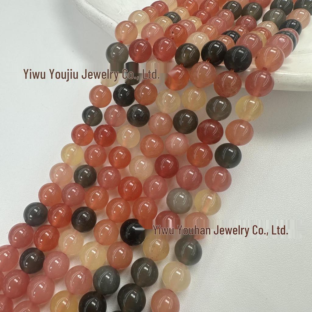 Alashan White Stone Gradient Three-Color Beaded Round Loose Beads