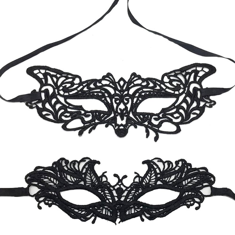 2PCS Halloween Makeup Ball Half Face Lace Mask