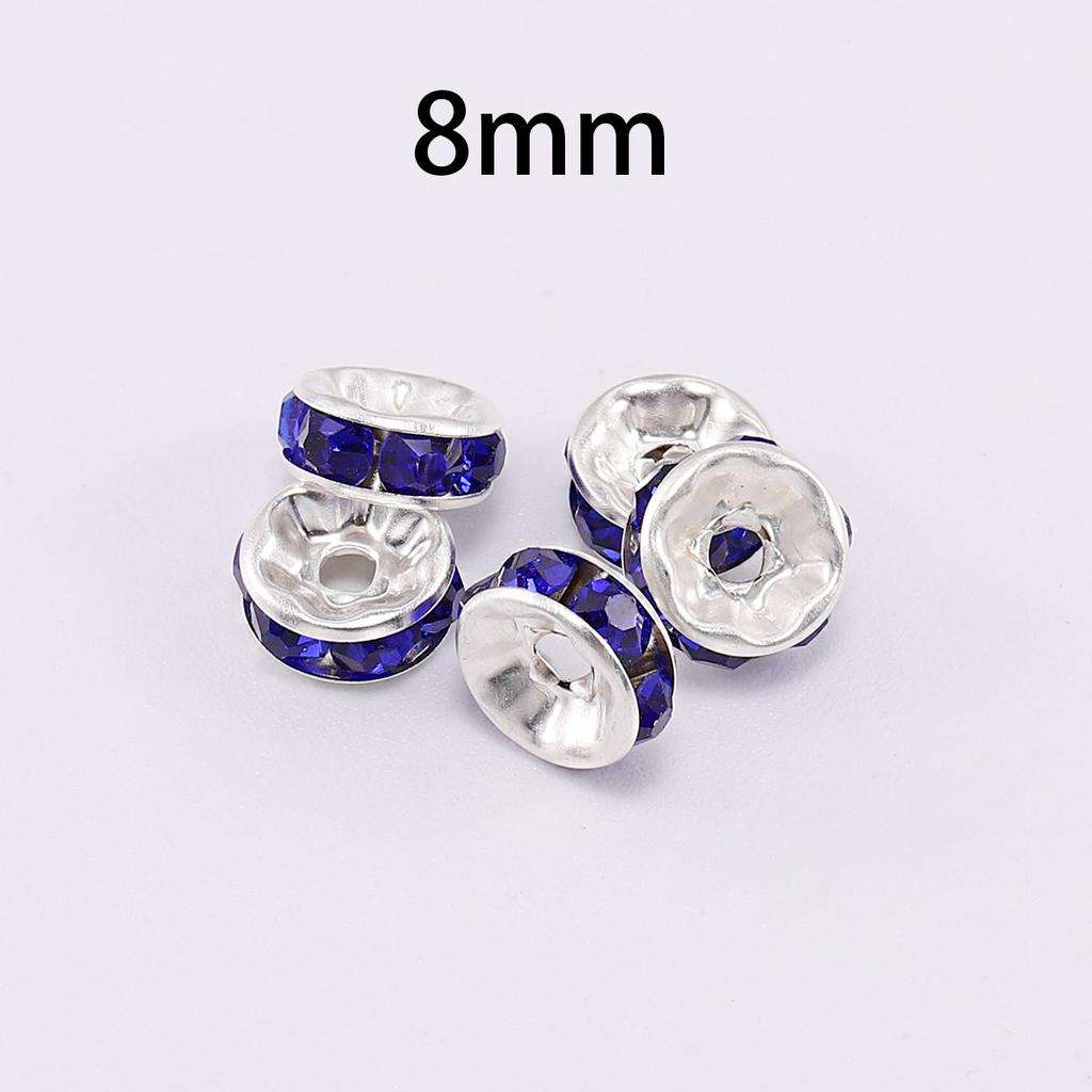 50 stk/parti 8 mm Strass Rondeller Krystallperler Løse Avstandsperler Charms for DIY Håndlaget Smykketilbehør Produksjonsmateriell