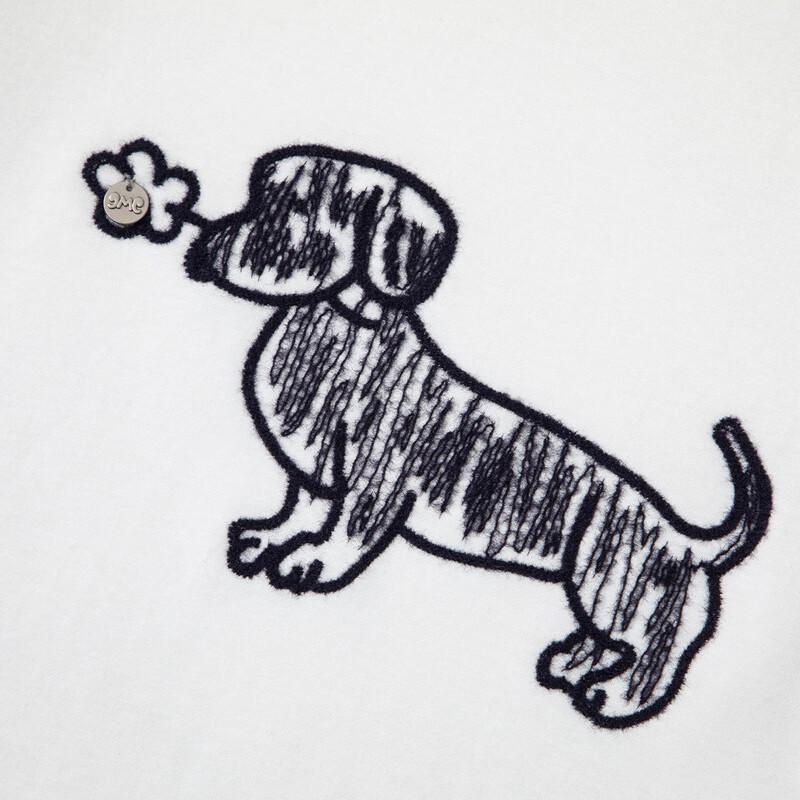RAIN.CUN Women's Puppy Embroidered Loose Fit Short Sleeve T-shirt