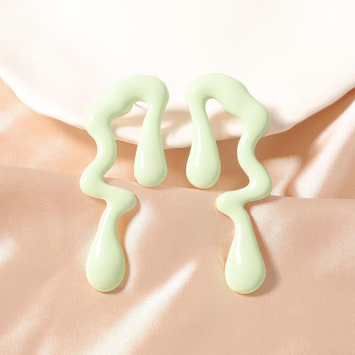 Корейская версия разноцветных неправильной формы сережек-гвоздиков из сплава с символом дофамина и сладкими музыкальными символами. зелёный