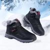 Zapatos de Invierno Impermeables de Cuero para Caminar para Ancianos - Gruesos, Anchos, con Forro de Terciopelo, para Deportes al Aire Libre y Montañismo para Mujeres y Hombres