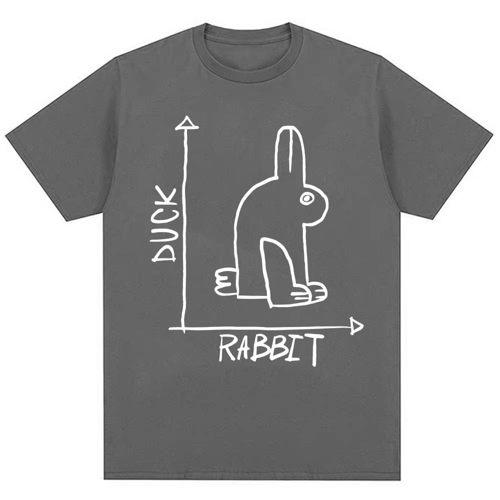 Funny Rabbit Duck Design Meme T Shirt Fashion Men Women Humor Cute Short Sleeve Oversized Cotton Casual New T Shirts Streetwear