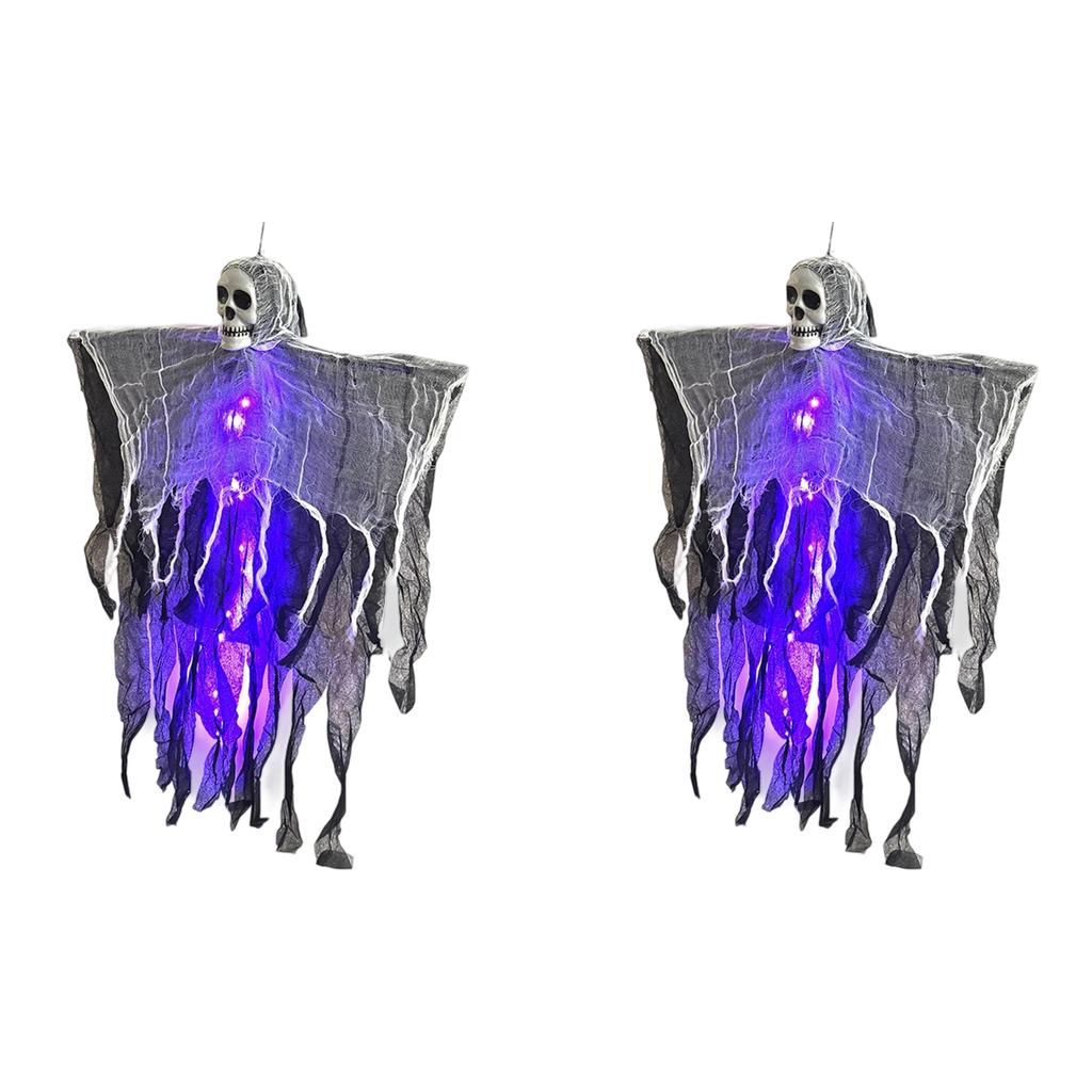Halloween Hanging Ghost Decoration With LED Light And Adjustable Arms For Indoor Outdoor Spooky Party Decor