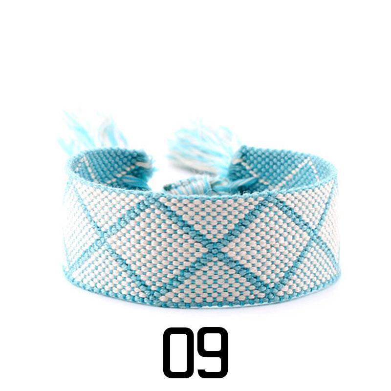 Women Fashion Jewelry Gift Colorful Decorative Pattern Embroidered Handmade Woven Bracelet Bohemian