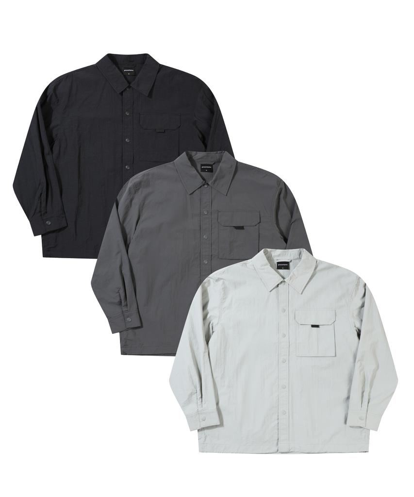 GROOVE RHYME Nylon Long Sleeve Shacket (3 Colors) (Frbrciv781M)