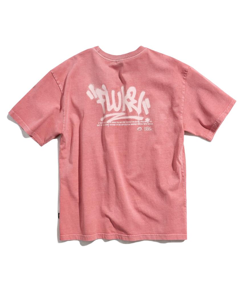 Peullukeu Graffiti Logo Pigment Short Sleeve T-Shirt Indie Pink Fst750