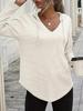 V-neck Loose Hooded Waffle Knit Plus Size Sweatshirt