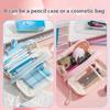 1Pc High-Value Transparent Pen Bag Large Capacity Simple Korean Version Multi-Functional Student Stationery Storage Bag