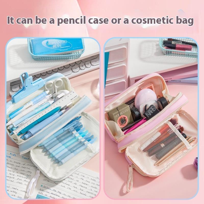 1Pc High-Value Transparent Pen Bag Large Capacity Simple Korean Version Multi-Functional Student Stationery Storage Bag
