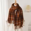 Retro British plaid autumn and winter warm and cold scarf shawl commuting versatile couple fringed imitation cashmere scarf