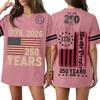 Women's Casual V Neck Jersey Shirt Short Sleeve Athletic Top 250th Anniversary Independence Day Printed T Shirt Loose Fit