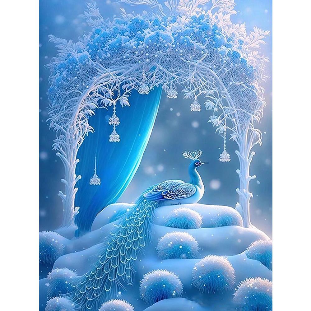 New Collection 2024 Dream Blue Peacock Diamond Painting Mosaic Cross Stitch Embroidery Animals Pictures Home Decoration J3961