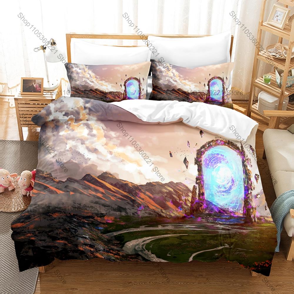 Glowing Magic Fantasy Portal Interdimensional Gate HD Print Bedding Set Duvet Cover + 2 Pillowcases Polyester Game Room Decor