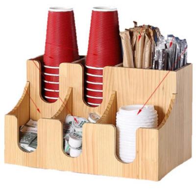 Holz-Café-Tassen- und Strohhalm-Organizer