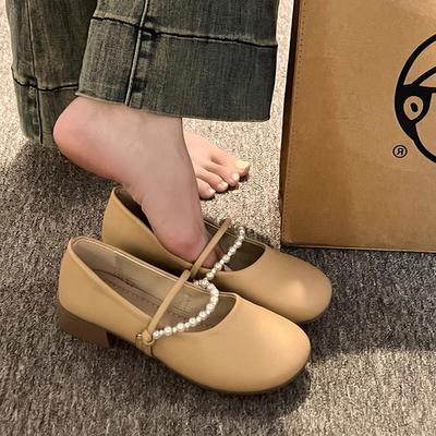 Brise de fin de soirée chaussures douces talon épais chaussures simples femmes 2025 nouvelles chaussures Mary Jane d'été avec jupes chaussures de maternité à semelle souple