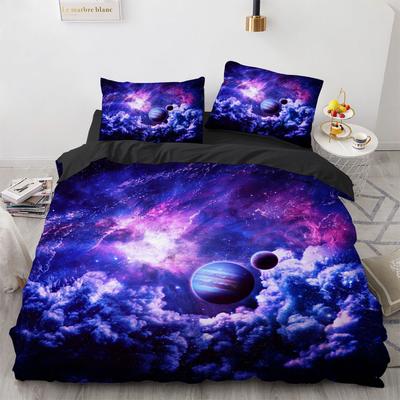 Galaxy Duvet Cover Set Space Romantic Magic Polyester Comforter Cover for Kids Boys Girls Bedding Set King Size with Pillowcase