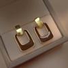 Retro Hollow Brown Square Dangle Earrings for Women Coffee Enamel Oil Geometric Metal Drop Earring Girls Party Charm Jewelry