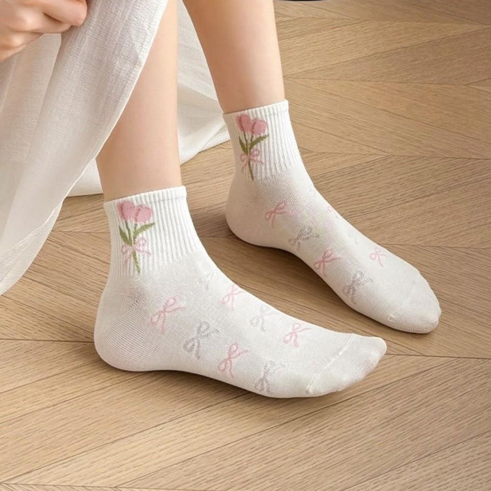 Sweet Short Tube Socks Cute Floral Socks Casual Japanese Women's Socks Ins