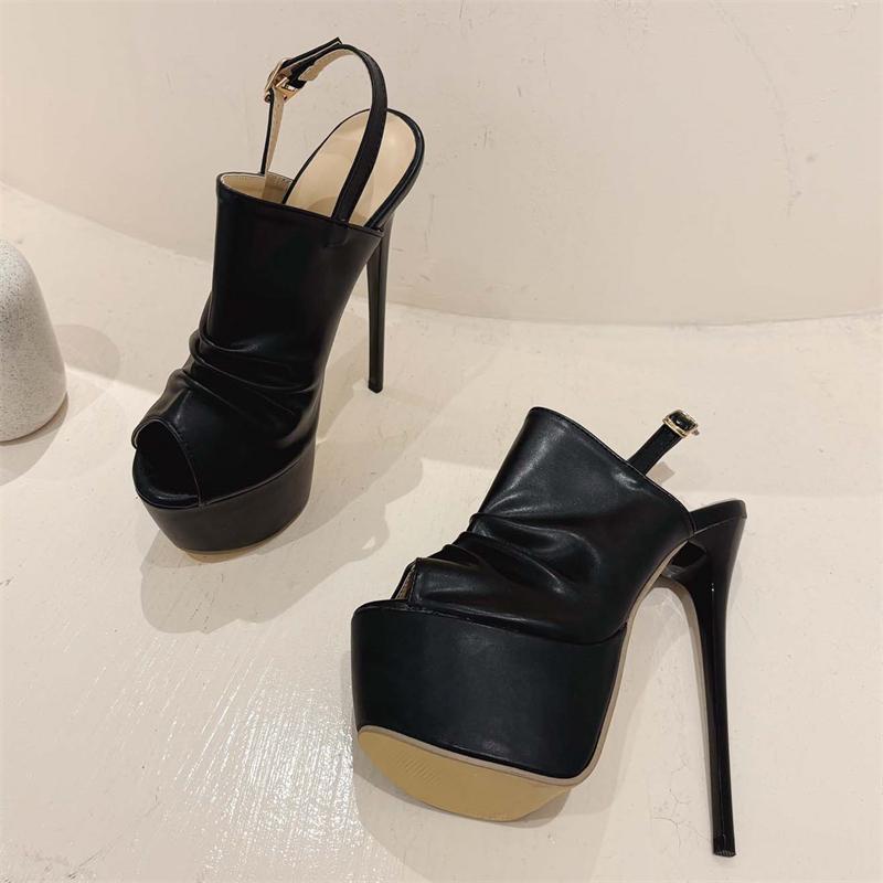 Fashion Eilyken Fashion Pleated Peep Toe Women Pumps Sandals Sexy Buckle Strap Hollow Out Thin High Heels Shoes Zapatillas De Mujer