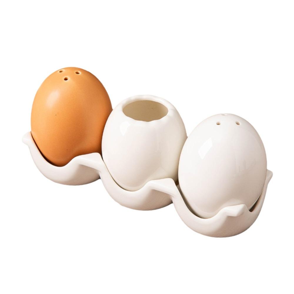 Mini Salt and Pepper Bottle Ceramic Seasoning Jar Creative Simulated Egg Spice Jar Set  Cooking