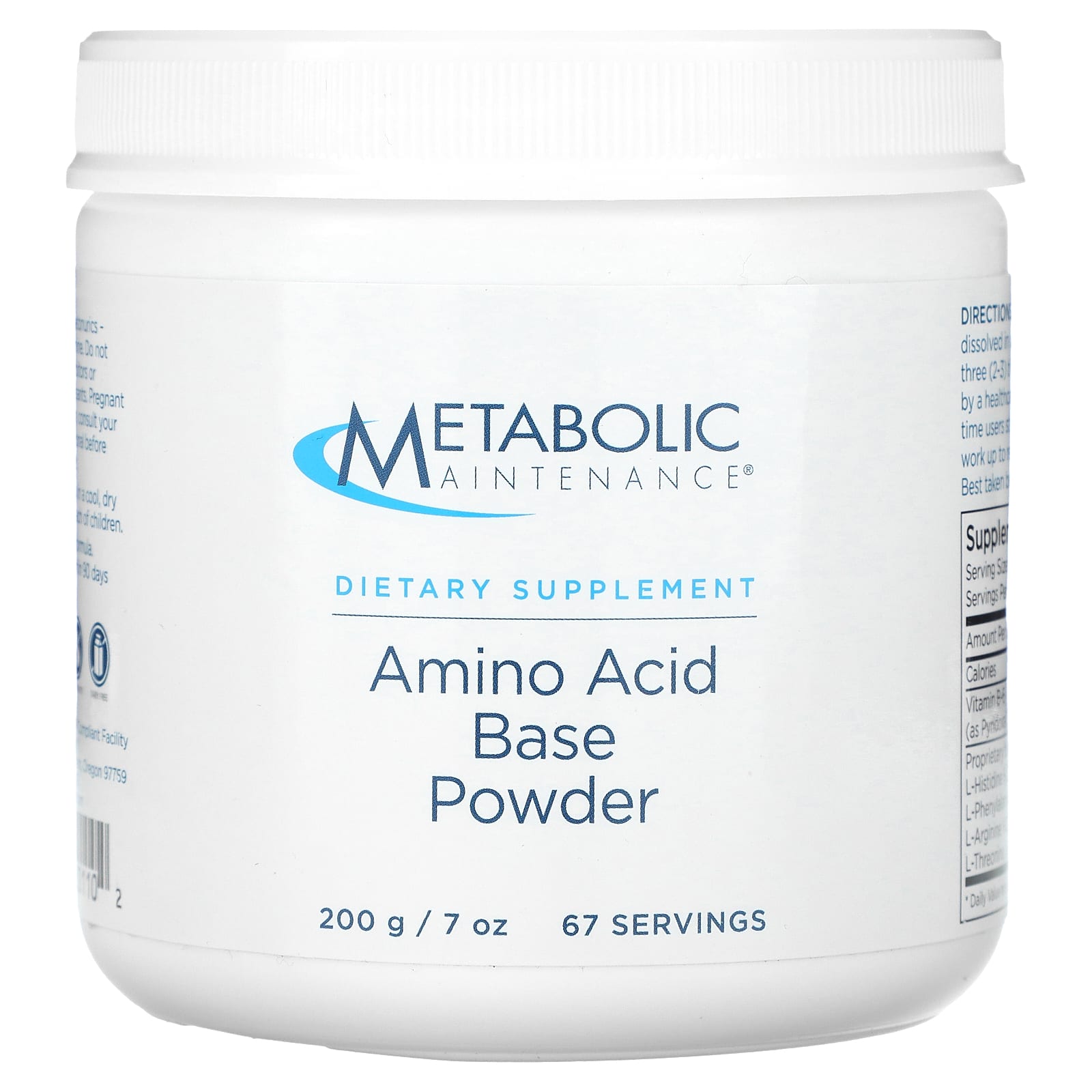 

Metabolic Maintenance, Amino Acid Base Powder, 7 oz (200 g)