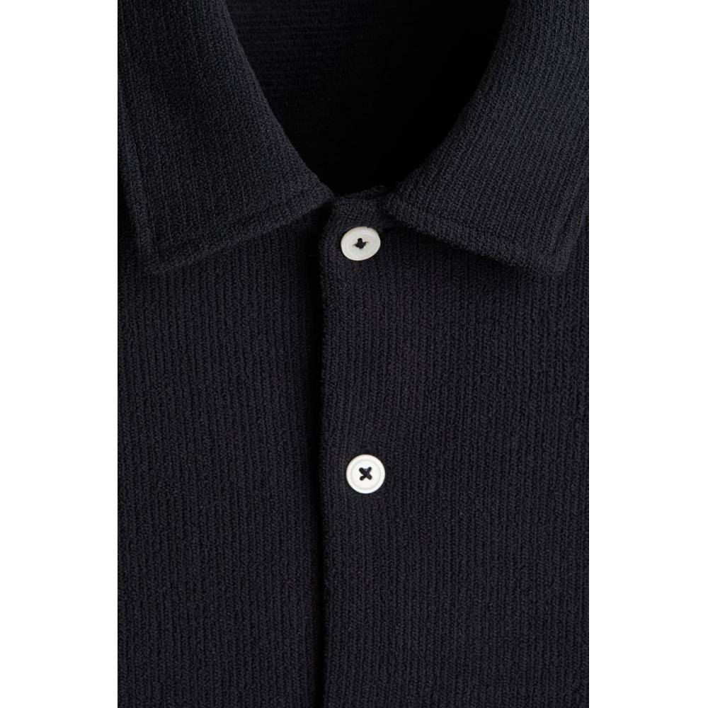 H M Regular Fit sHort Sleeve Jersey sHirt Navy Blue