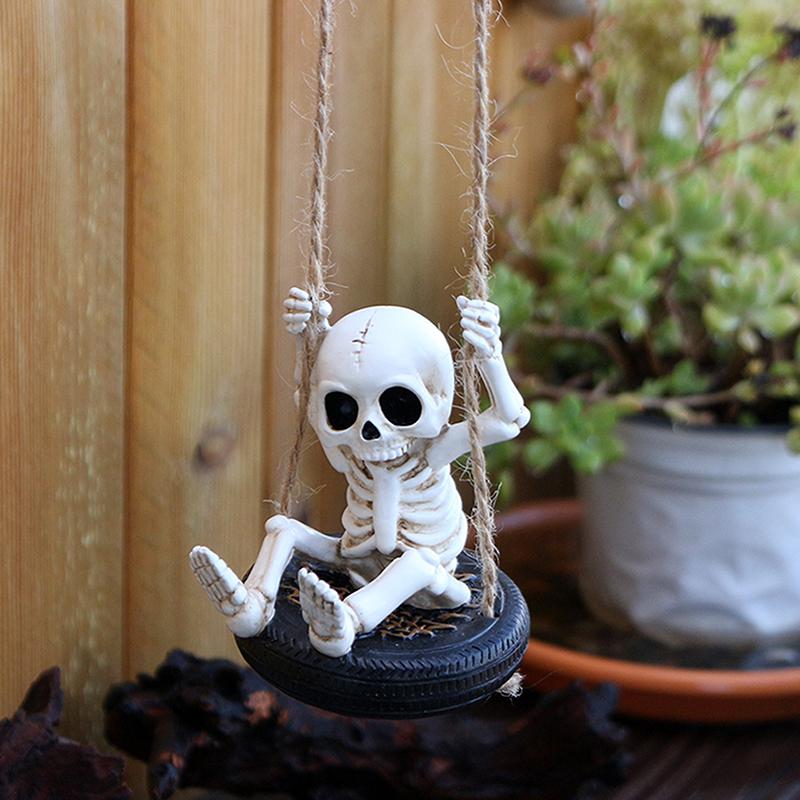 Skeleton Tire Swing Hanging Decoration - Garden, Yard, Tree Ornament For Halloween, Home Wall Decor