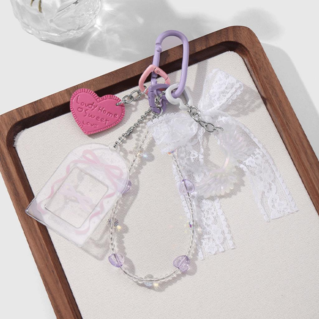 Lightweight Heart Keychain Beaded Keyring Ornament With DIY Bead Design For Students And Office Professionals