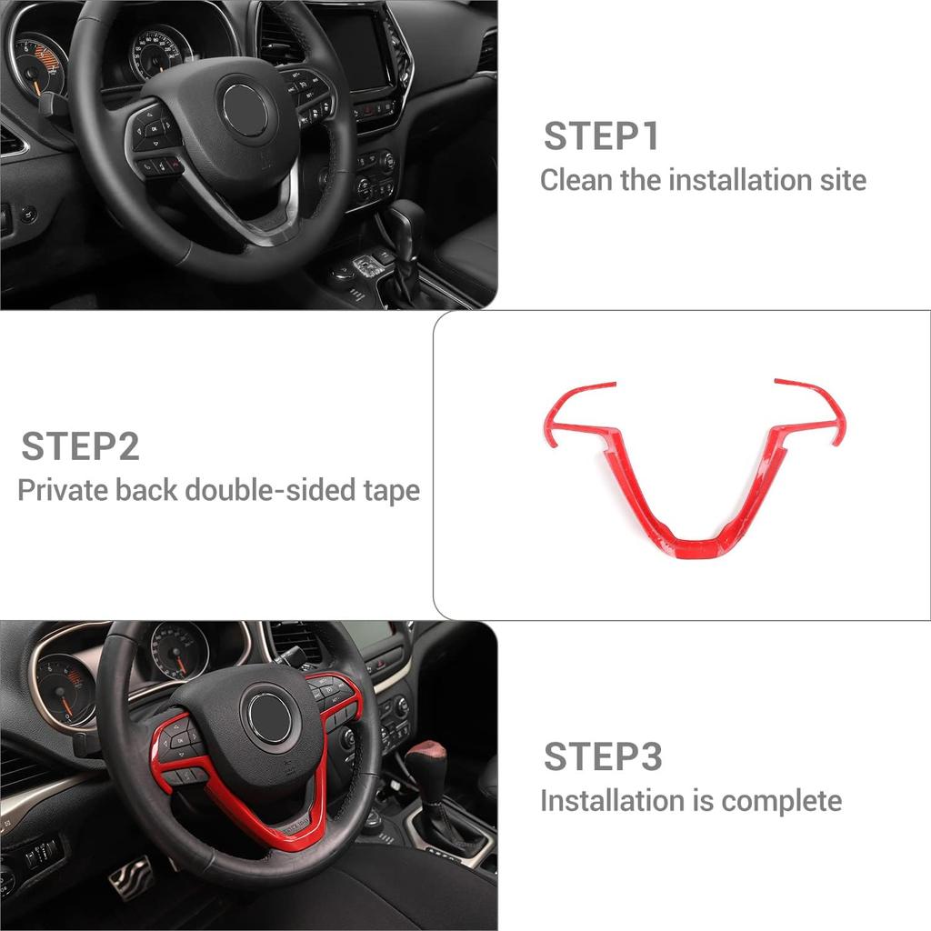 For Grand Cherokee Interior Trim Kit Red Compatible with Jeep Grand Cherokee 2016-2021 Red Interior Accessories 17pcs