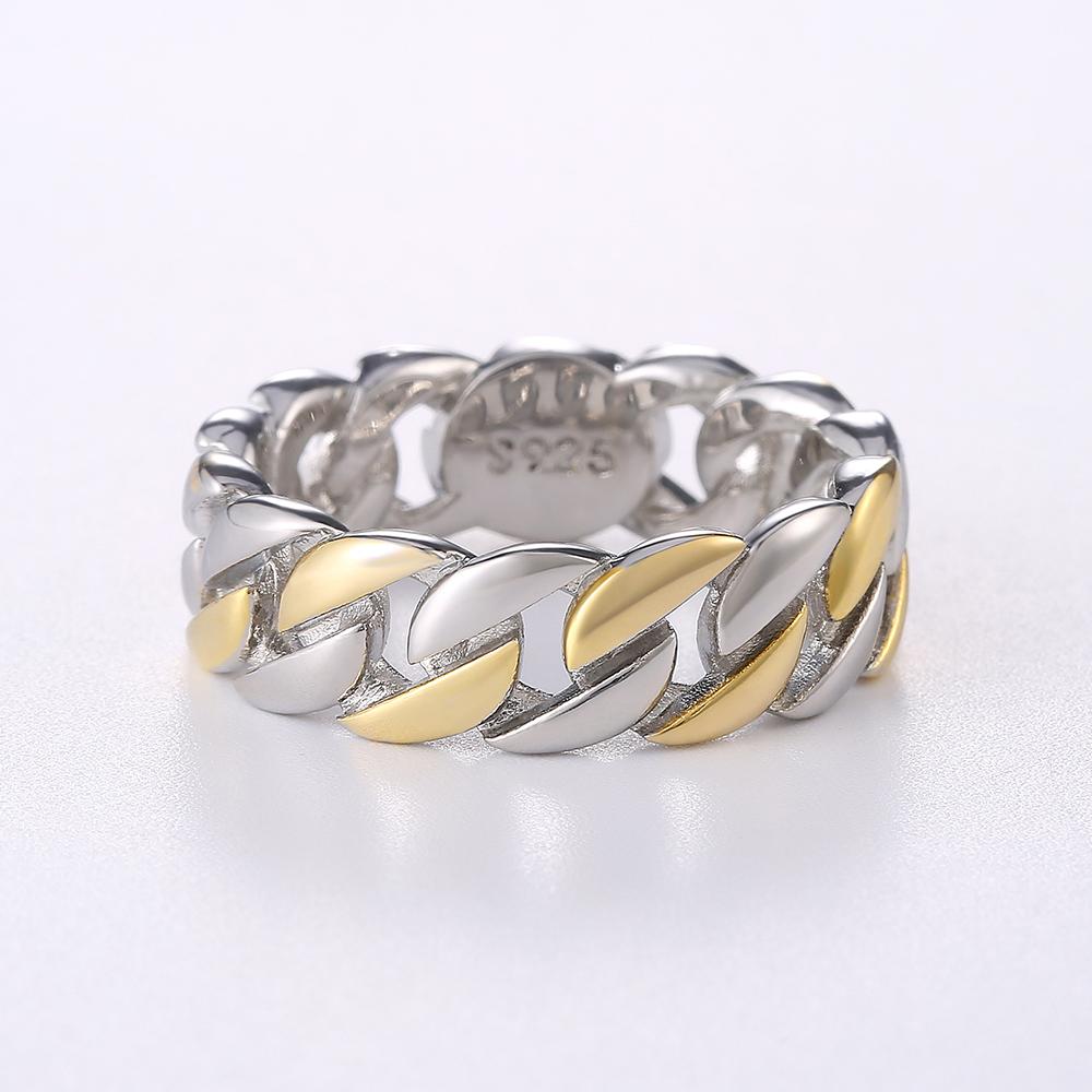Huitan Metallic Chain Rings Men and Women Simple Design Hip Hop Party Cool Accessories Versatile Punk Style Jewelry Couple Rings