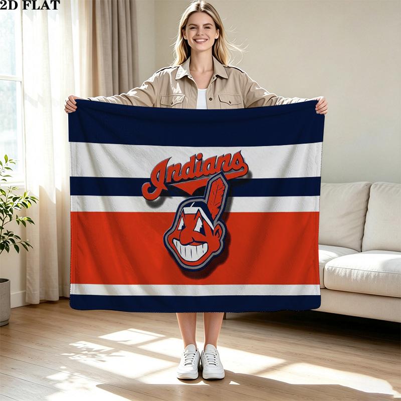 Cleveland Indians Print Flannel Blanket High Quality Warm Comfortable Cover for All Seasons Perfect for Gifts Home Decor