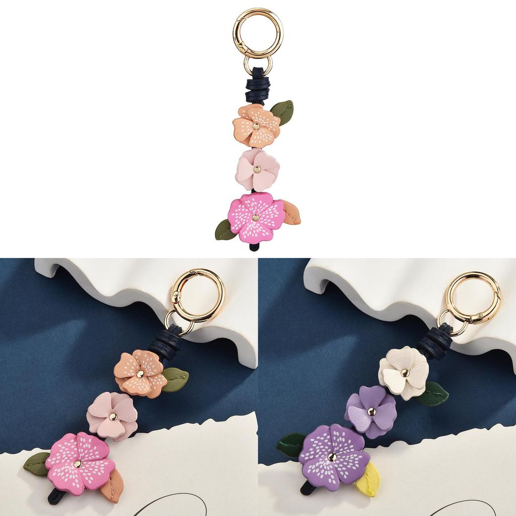 Style Leather Bag Charm With Floral Plant Pattern For Winter Fashion Accessories