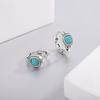 New Original Inlaid Turquoise 925 Sterling Silver Jewelry Retro Simple Geometric Earrings 3287