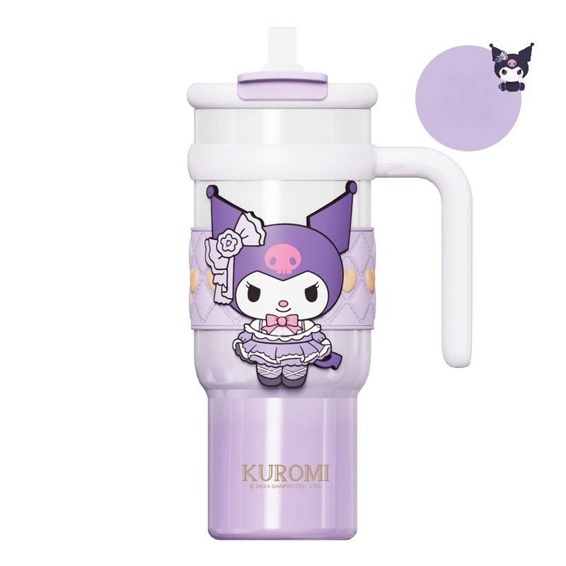 Cartoon Water Cup Large Capacity Vacuum Insulation Stainless Steel Clamshell Straw Environmental Cute Design
