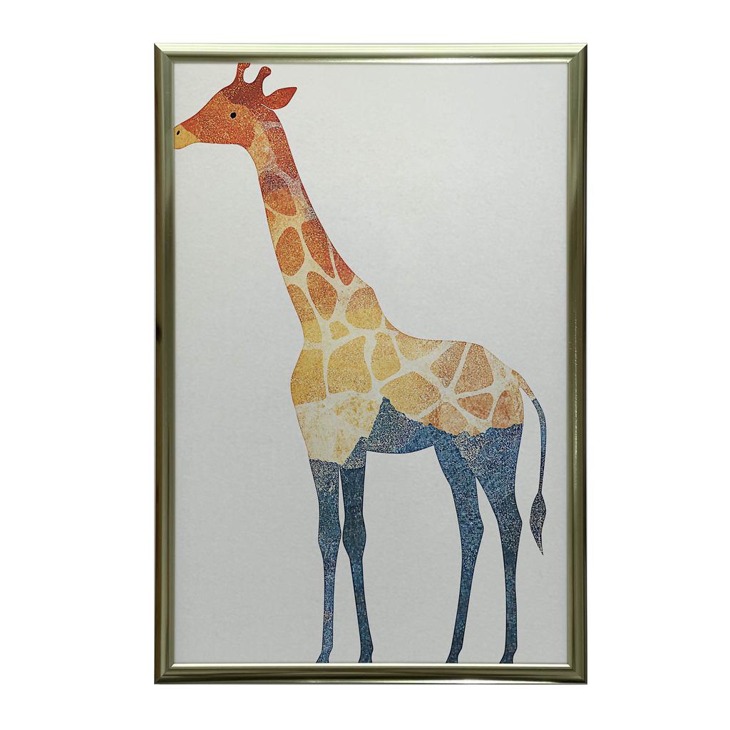 Plakat Mozaikowa Żyrafa Plakat Mozaikowa Żyrafa, 30X40 Cm, Rama Drewniana Jasny Dąb, Papier Matowy 230 Gsm
