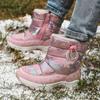 New Children Outdoor Casual Fashion Snow Boots Zipper Closure Plush Lined Warmth Comfortable Feel Good Enclosure Boys Girls