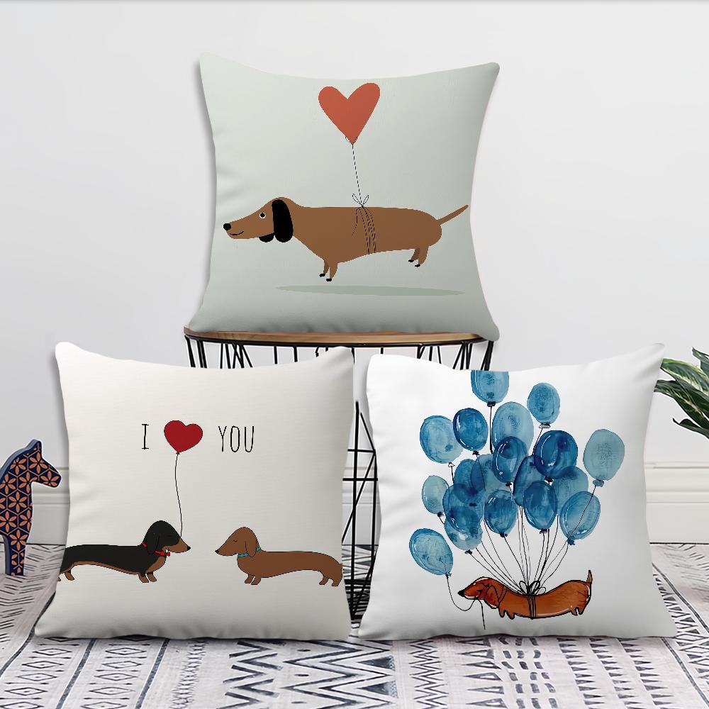 Cartoon Dachshund cushion cover For Pillow Printing Sofa Decoration Home Car Room Coffee Shop Office Nordic Simplicity