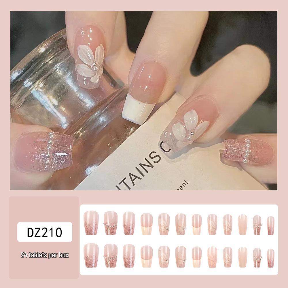 Reusable Blush Nail Art Set: 24 Detachable Wearable Nail Stickers