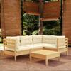 Day and Night - Day and Night Garden Furniture 5 Pieces Cream Pine Wood Cushions