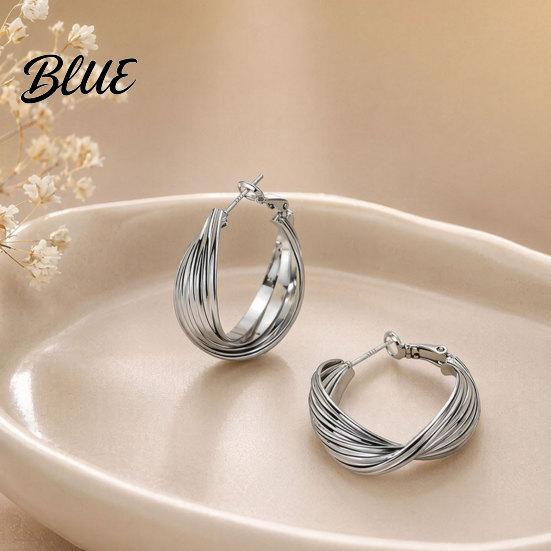 Minimalist Geometric Jewelry 1 Pair Twisted Hoop Earrings for Women