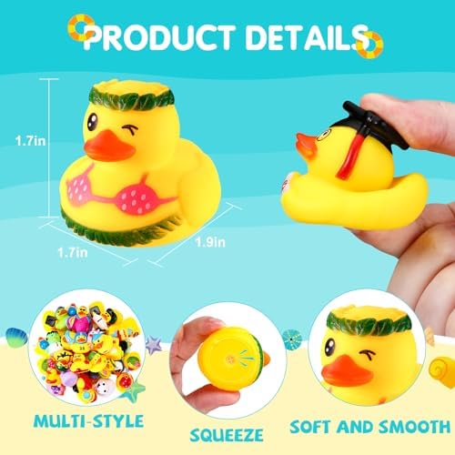 Mikulala 24 Pack Rubber Duckies, Colorful Bath Toys for Kids, Squeaky Bathtub Ducks for Toddlers, Birthday Party Favors