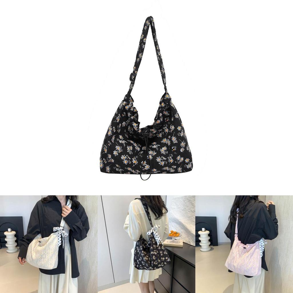 Stylish 2024 Korean Floral Canvas Tote Bag For Women With Spacious Design And Trendy Appeal