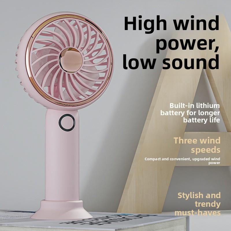 Mini Usb Handheld Fan With Detachable Base And 3speed Adjustable Airflow